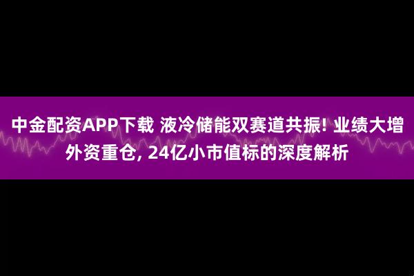 中金配资APP下载 液冷储能双赛道共振! 业绩大增外资重仓, 24亿小市值标的深度解析